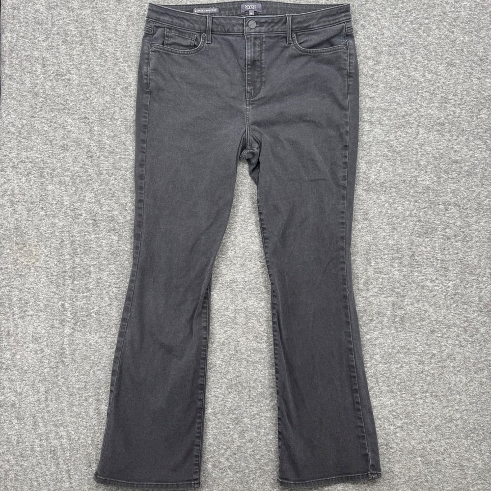 NYDJ Barbara‎ Bootcut Jeans Womens 14 Black Lift Tuck Stretch Denim Pants
